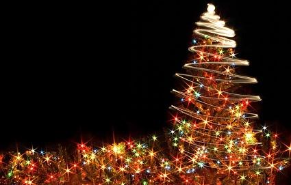 flashing christmas tree stock photo
