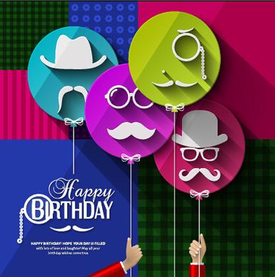 flat balloon with happy birthday background vector
