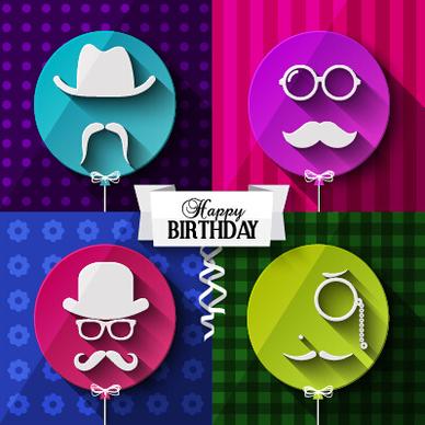 flat balloon with happy birthday background vector