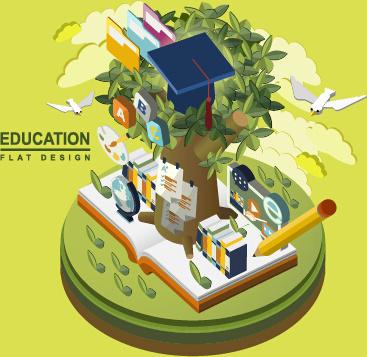flat concept education vector template