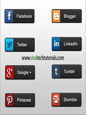 flat popular social share buttons