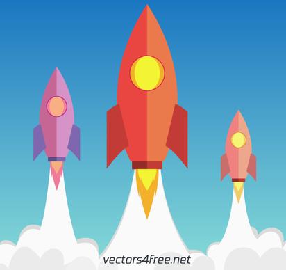 flat rocket flying up vector illustration