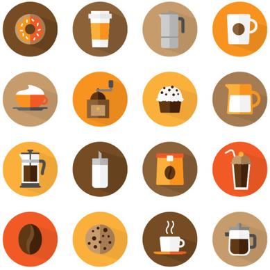 flat round coffee icons