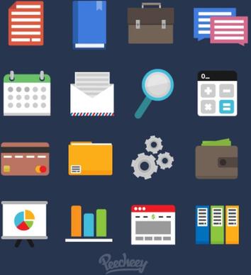 flat set of business icons