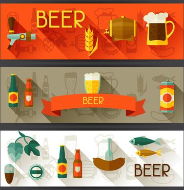 flat style beer banners vector