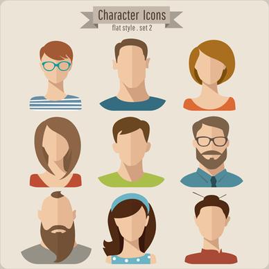 flat style character icons vector