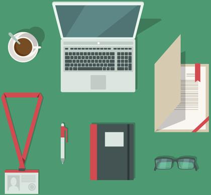 flat style office elements vector