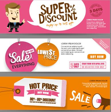 flat styles sale banners vector set