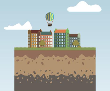 flat urban landscape and building vector