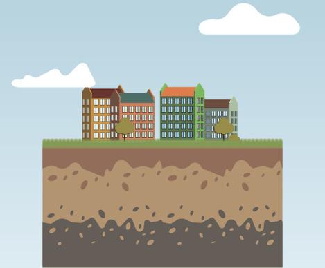 flat urban landscape and building vector