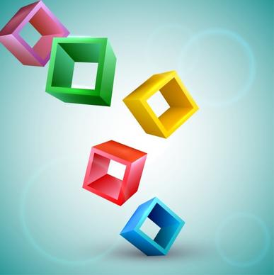 floating cubes background colorful 3d icons decoration