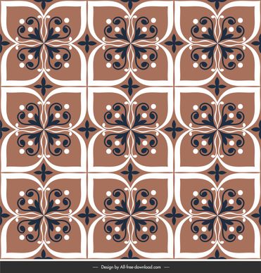 floor tile pattern template symmetrical flat repeating floral