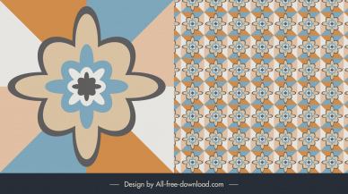 floor tiles pattern template symmetric classical floral shapes