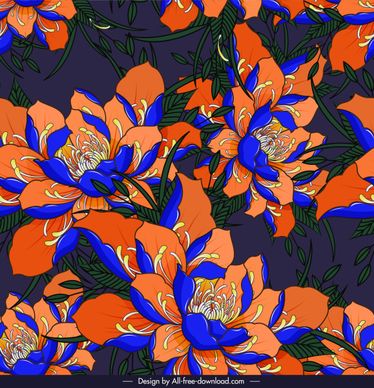 flora pattern blossom sketch classical colorful decor