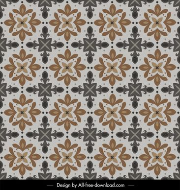 flora pattern template colored symmetrical retro design