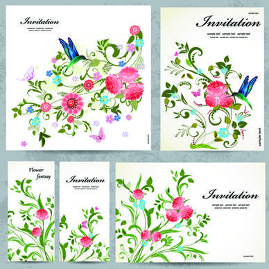 floral and flower invitation cards vector graphic