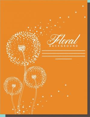 floral background dandelion sketch design orange background