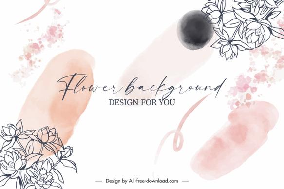 floral background template bright handdrawn classic design
