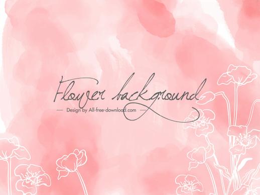 floral background template flat handdrawn sketch classical design