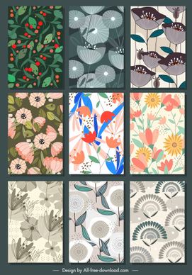 floral background templates colorred retro design