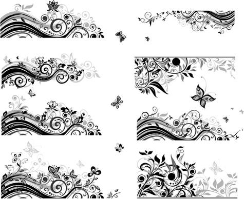 floral border with butterflies design vector