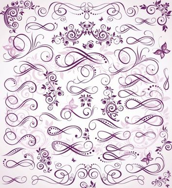 document design elements classical curves violet design