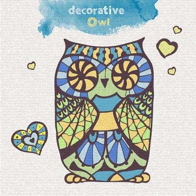 floral decorative owl vector