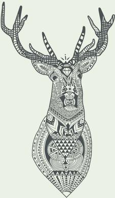 floral deer head vector graphics