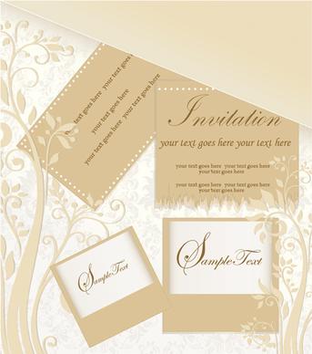 floral elegant invitation cards vector set