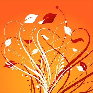 floral element on orange background