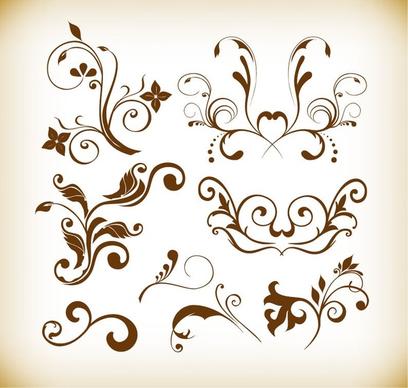 floral element vector graphics collection