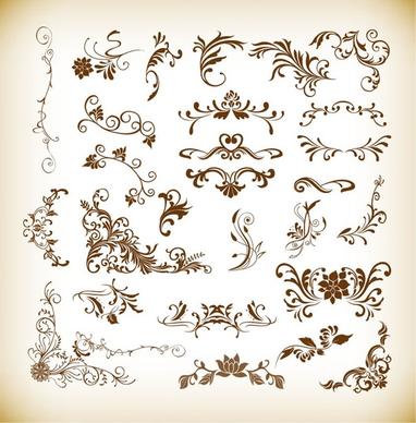 floral elements collection vector illustration