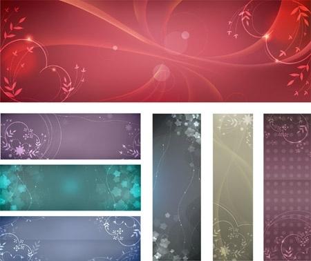 sparkling floral background sets various classical colored styles