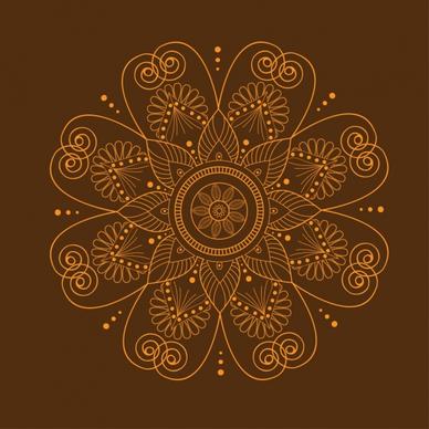 floral icon design brown closeup classical curves style