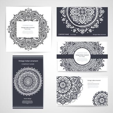 floral ornaments pattern cards vector