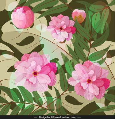 floral pattern blooming sketch colorful classic design