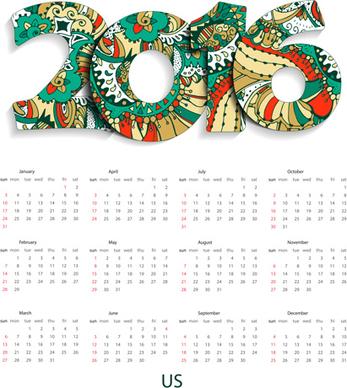 floral pattern calendar16 vector