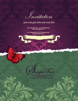 floral retor invitations background vector