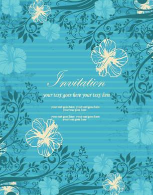 floral retor invitations background vector