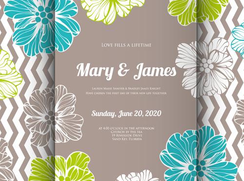 floral romantic wedding card vectors
