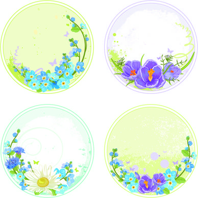 floral round frames vector