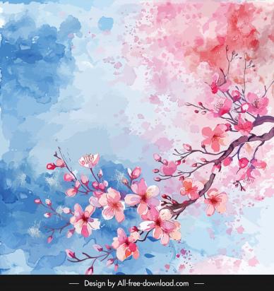 floral sakura background  watercolor handdrawn