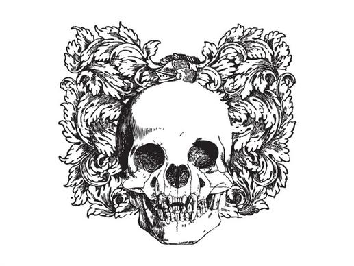 
								Floral Skull Vector Illustration							