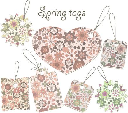 floral spring tags vector