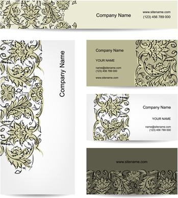 floral style business cards kit vector