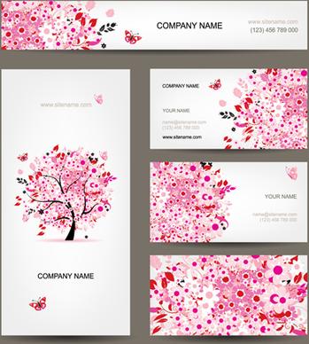 floral tree business card design vector