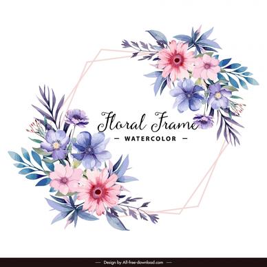 floral watercolor design elements  geometric frame elegant classic