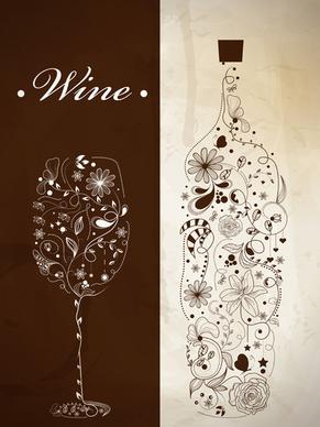 floral wine creative design vector