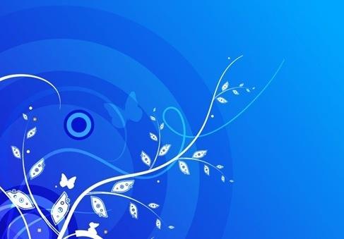 Floral with Blue Background Vector Graphic