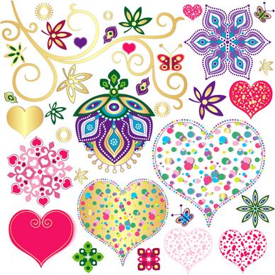 floral with heart pattern vector